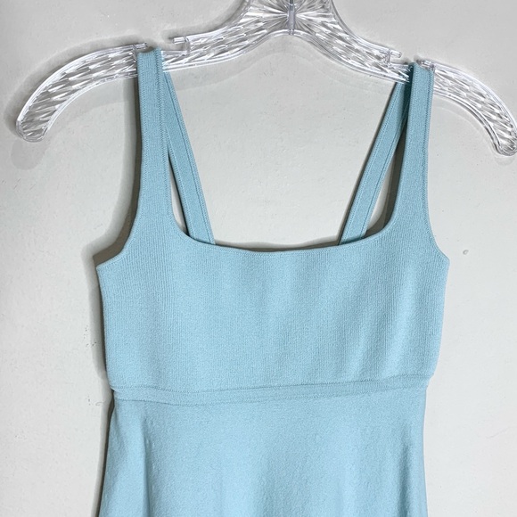 Scanlan Theodore Crepe Knit Square Neck Dress (Sz XS) Midi Light Blue Aqua - Picture 5 of 16